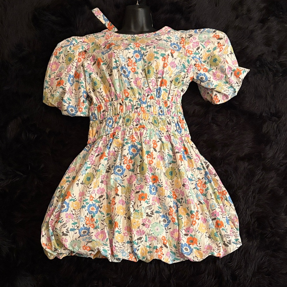 Floral Puff-Sleeve Dress - Multicolor